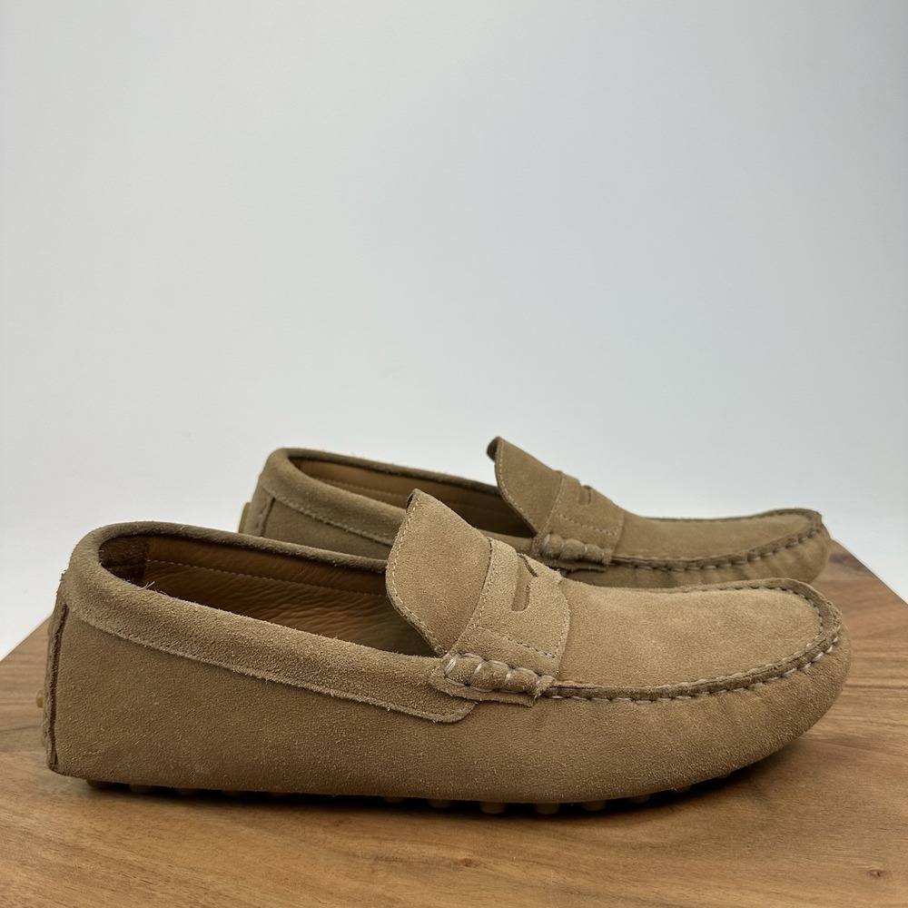 New Mens Johnston & Murphy Athens Taupe Suede Penny Loafers Size‎ 9.5 M